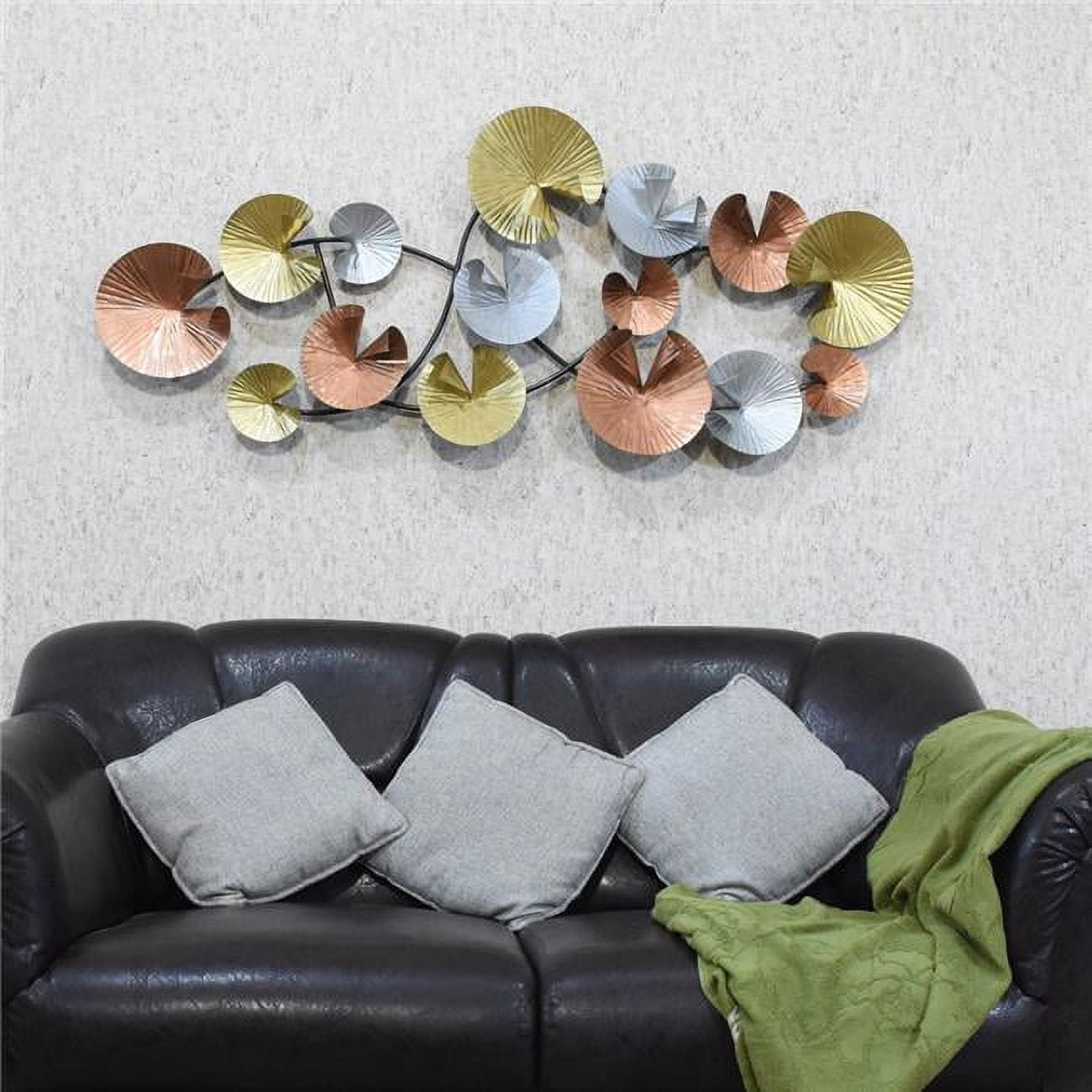 54 x 24 in. Handmade 100 Percent Iron Geometric Pattern Metal Wall Decor, Silver & Multi Color