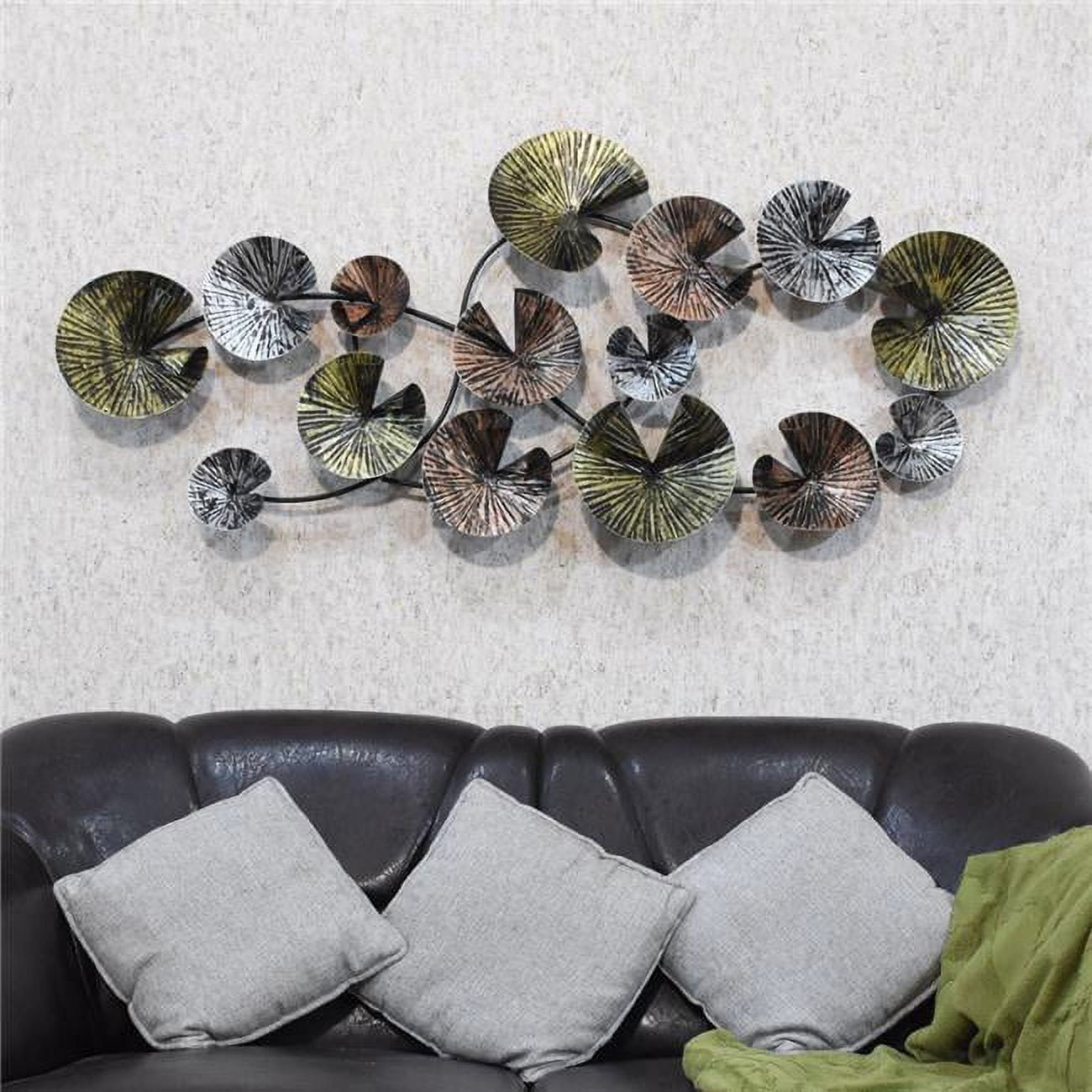54 x 24 in. Handmade 100 Percent Iron Geometric Pattern Metal Wall Decor, Black & Multi Color