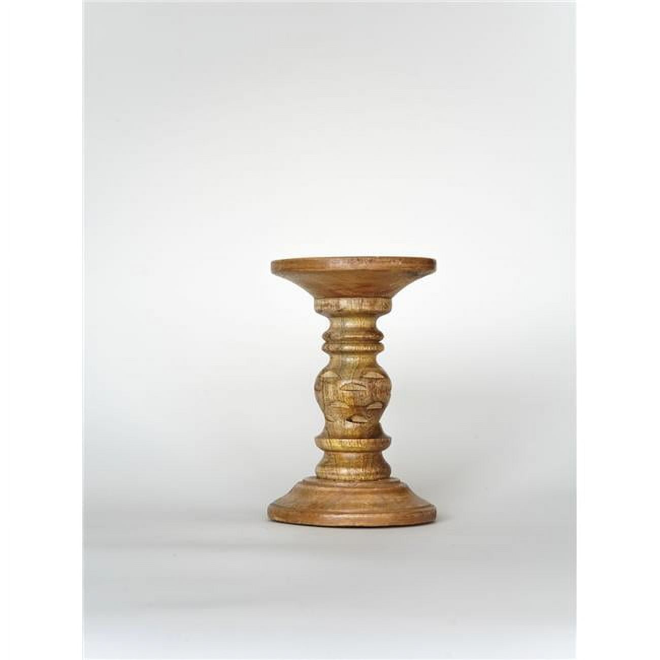 UBBBWA610SCE1HS 6 in. Traditional Eco-friendly Handmade Mango Wood Pillar Candle Holder, Medium Burnt
