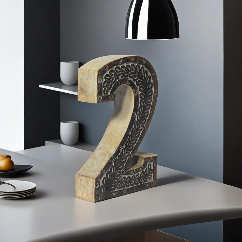 UBBBMH6236SC22HS Handmade Eco-Friendly Wall Mount & Table Top Decor Gray Antique 2 Wooden Number