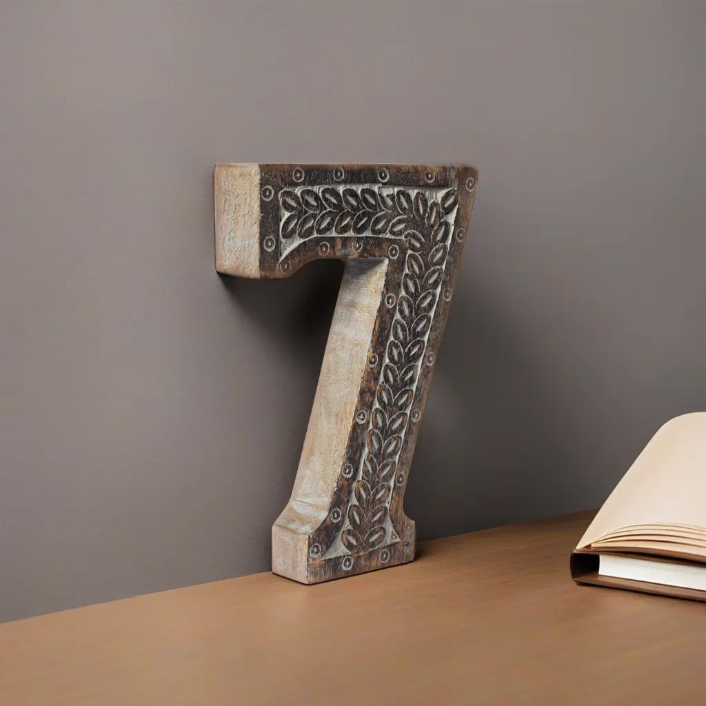 UBBBMH6236SC27HS Handmade Eco-Friendly Wall Mount & Table Top Decor Gray Antique 7 Wooden Number