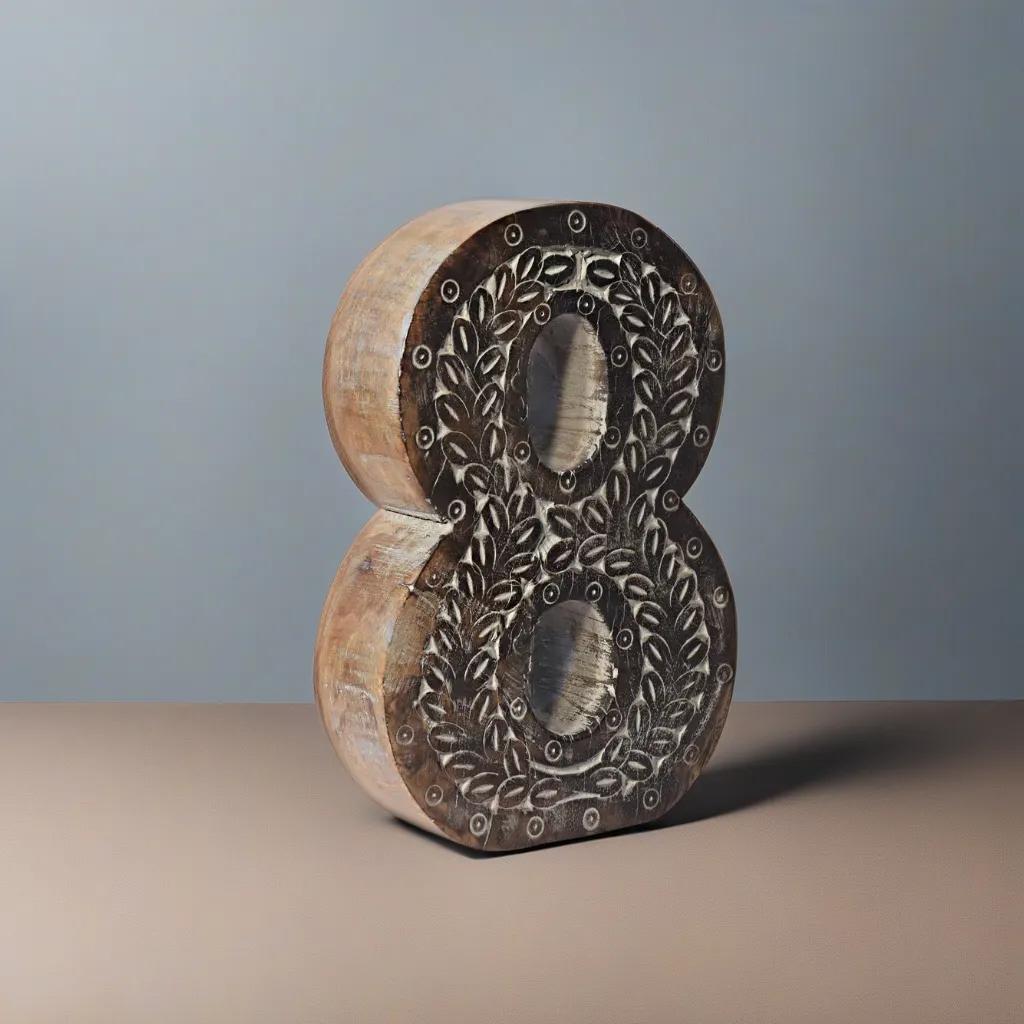 UBBBMH6236SC28HS Handmade Eco-Friendly Wall Mount & Table Top Decor Gray Antique 8 Wooden Number