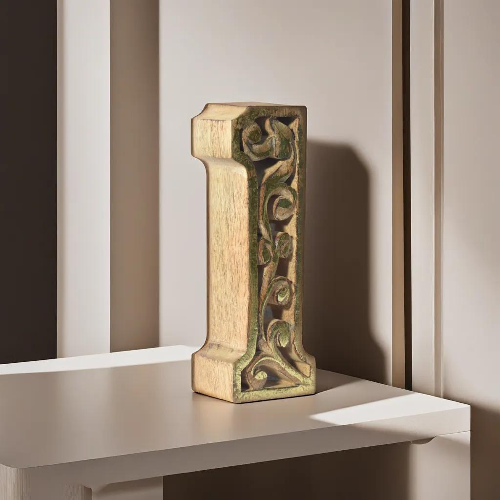 UBBBMH6284SC21HS Handmade Eco-Friendly Wall Mount & Table Top Decor Natural-Gold Foil 1 Wooden Number