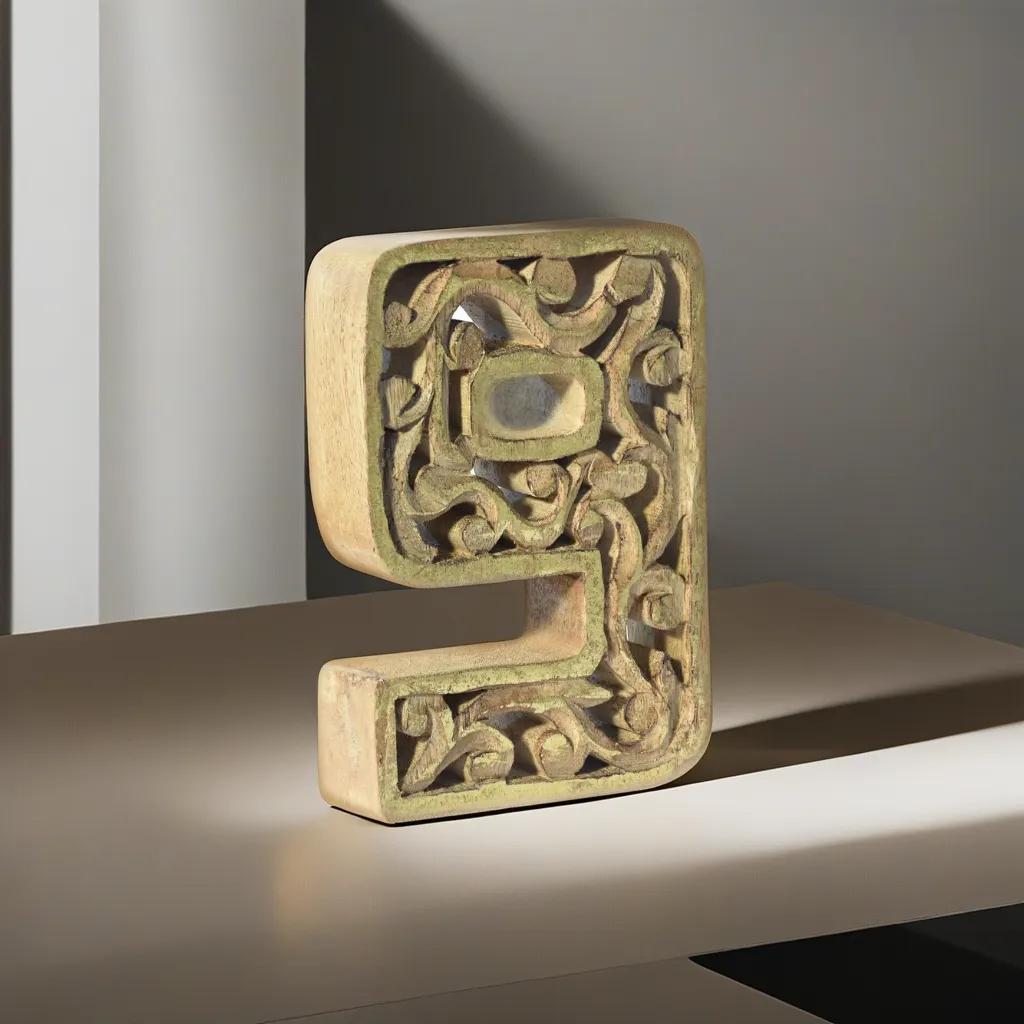 UBBBMH6284SC29HS Handmade Eco-Friendly Wall Mount & Table Top Decor Natural-Gold Foil 9 Wooden Number