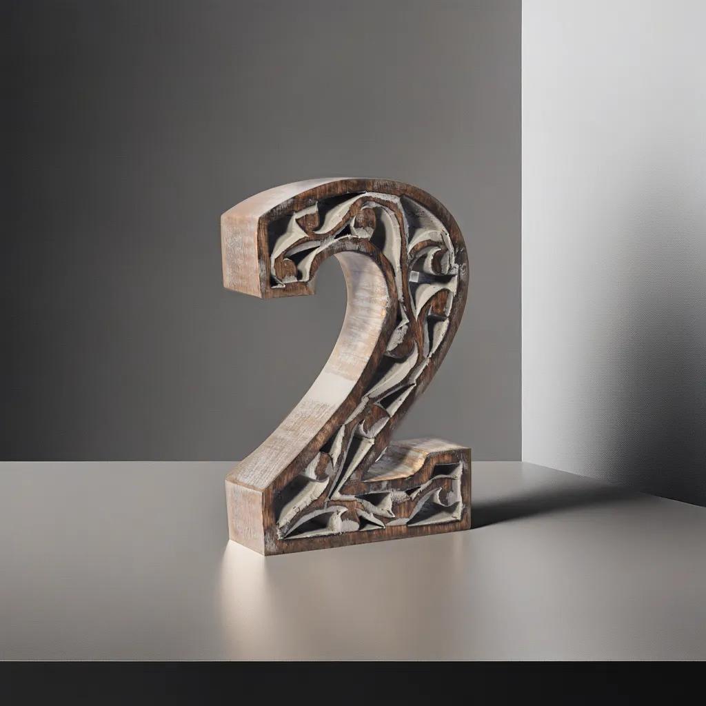 UBBBMH6284SC2HS Handmade Eco-Friendly Wall Mount & Table Top Decor Gray Antique 2 Wooden Number