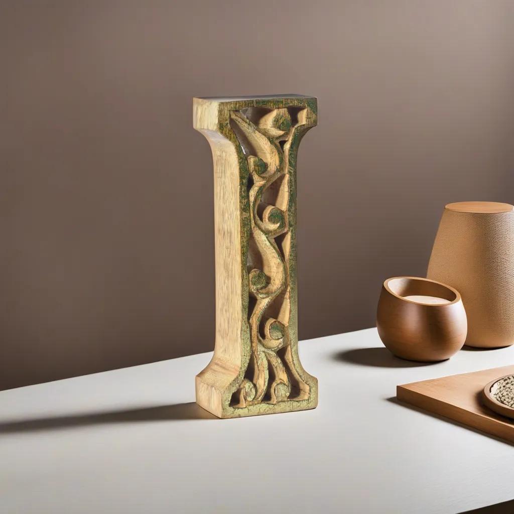 Handmade Eco-Friendly Wall Mount & Table Top Decor Natural-Gold Foil I Wood Alphabet Letter Block