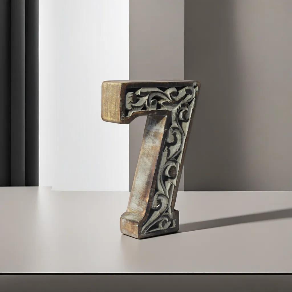 UBBBMH6284SC7HS Handmade Eco-Friendly Wall Mount & Table Top Decor Gray Antique 7 Wooden Number