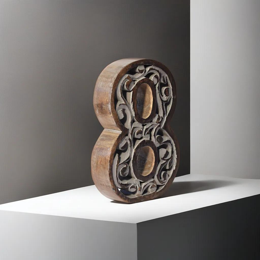 UBBBMH6284SC8HS Handmade Eco-Friendly Wall Mount & Table Top Decor Gray Antique 8 Wooden Number