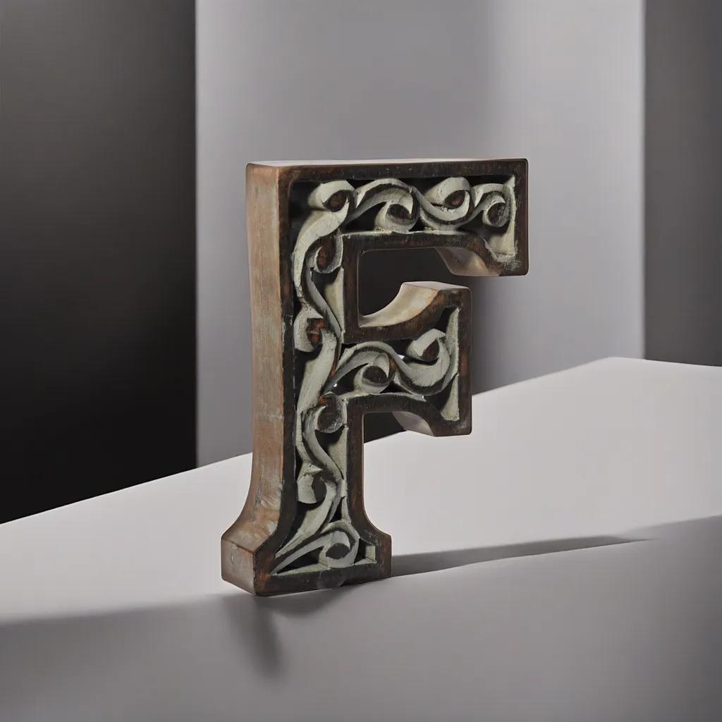 UBBBMH6284SCFHS Handmade Eco-Friendly Wall Mount & Table Top Decor Gray Antique F Wood Alphabet Letter Block