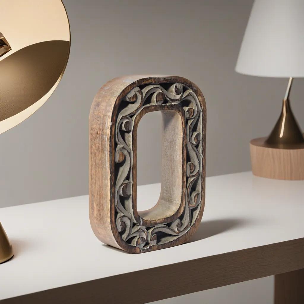 UBBBMH6284SCOHS Handmade Eco-Friendly Wall Mount & Table Top Decor Gray Antique O Wood Alphabet Letter Block