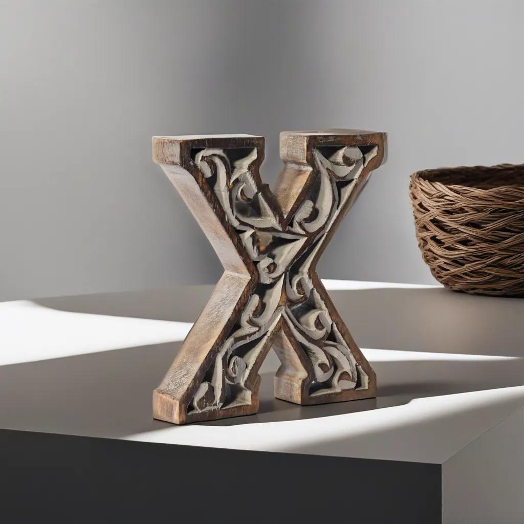 UBBBMH6284SCXHS Handmade Eco-Friendly Wall Mount & Table Top Decor Gray Antique X Wood Alphabet Letter Block