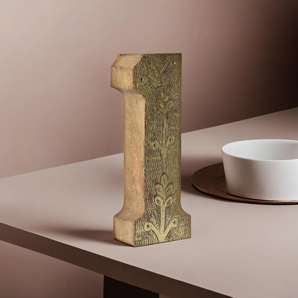 UBBBMH6239SC1HS Vintage Natural Gold Handmade Eco-Friendly 1 Numeric Number for Wall Mount & Table Top Decor