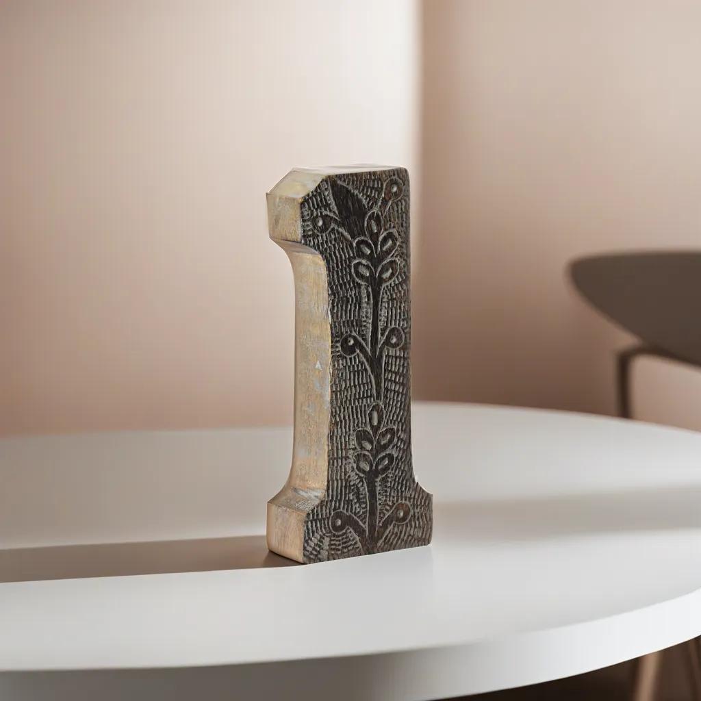 UBBBMH6239SC21HS Vintage Gray Handmade Eco-Friendly 1 Numeric Number for Wall Mount & Table Top Decor