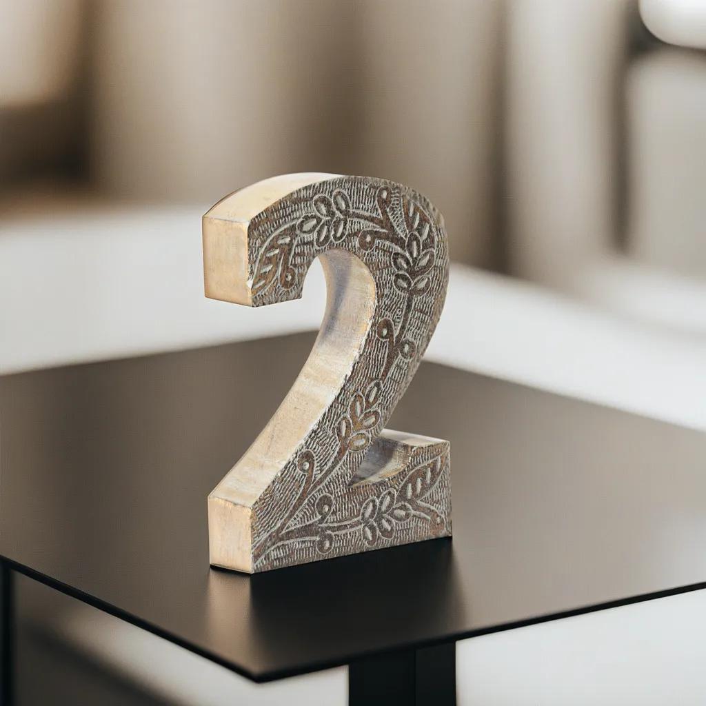 UBBBMH6239SC22HS Vintage Gray Handmade Eco-Friendly 2 Numeric Number for Wall Mount & Table Top Decor