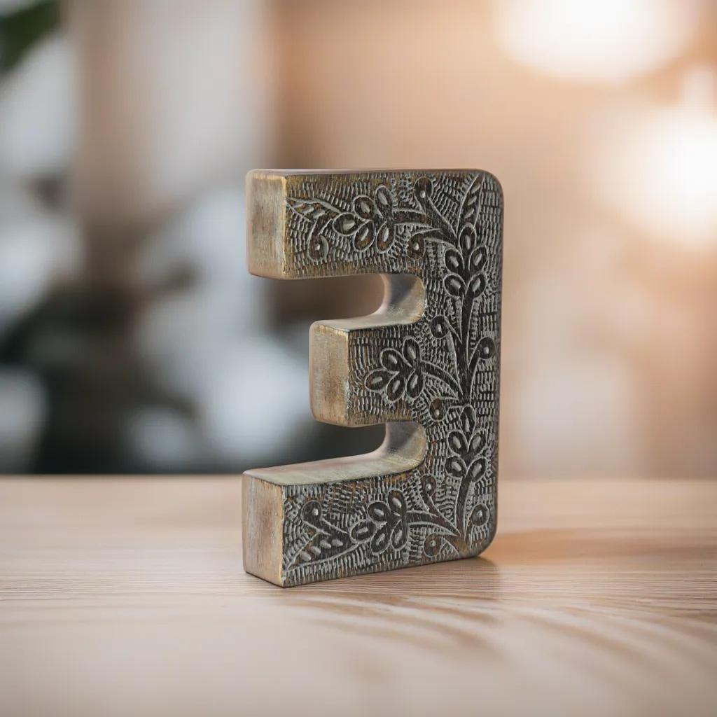 UBBBMH6239SC23HS Vintage Gray Handmade Eco-Friendly 3 Numeric Number for Wall Mount & Table Top Decor