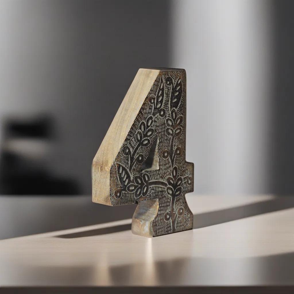 UBBBMH6239SC24HS Vintage Gray Handmade Eco-Friendly 4 Numeric Number for Wall Mount & Table Top Decor