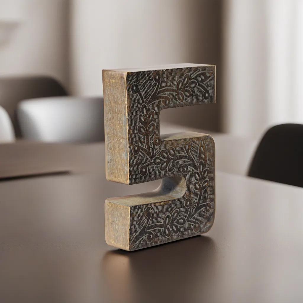 UBBBMH6239SC25HS Vintage Gray Handmade Eco-Friendly 5 Numeric Number for Wall Mount & Table Top Decor