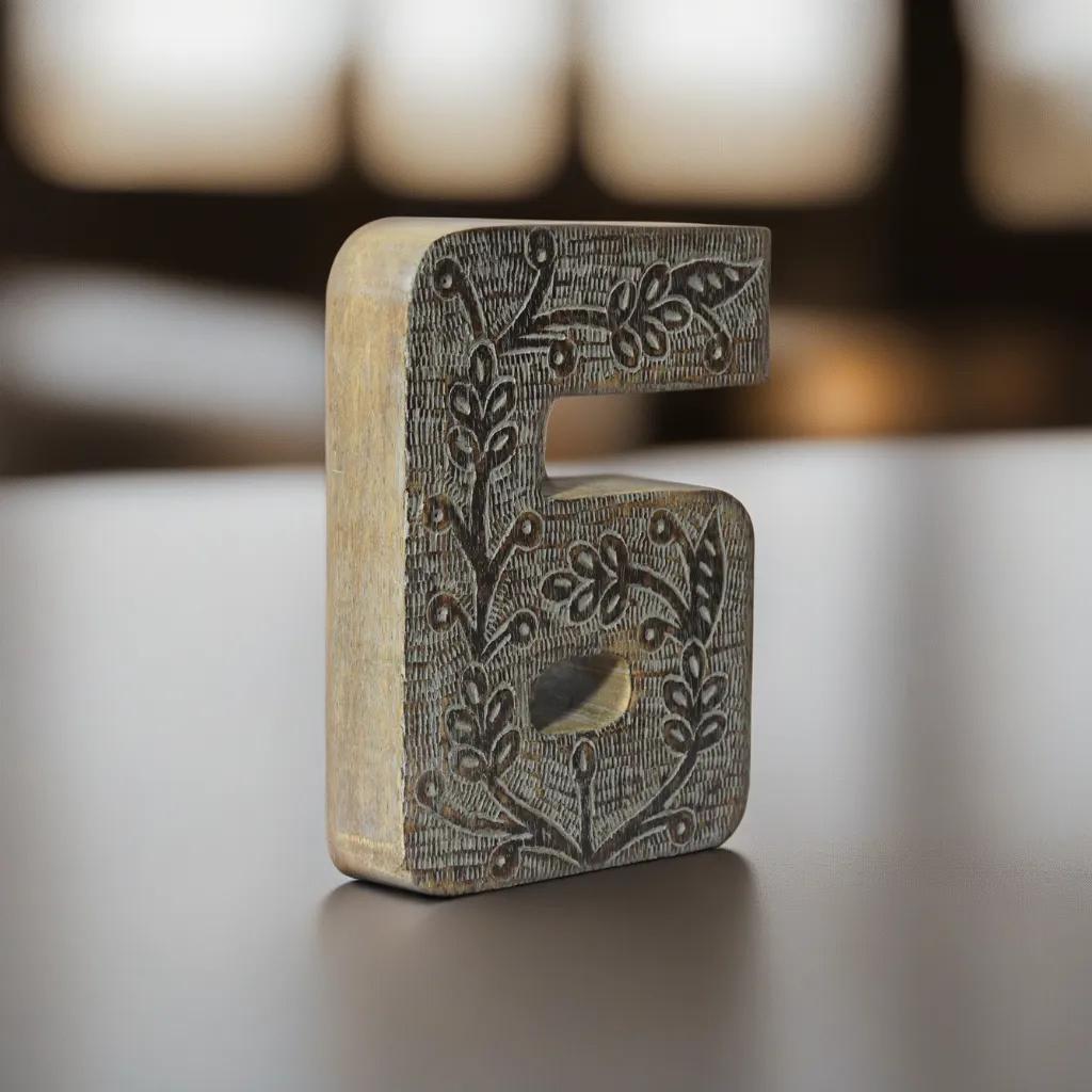 UBBBMH6239SC26HS Vintage Gray Handmade Eco-Friendly 6 Numeric Number for Wall Mount & Table Top Decor