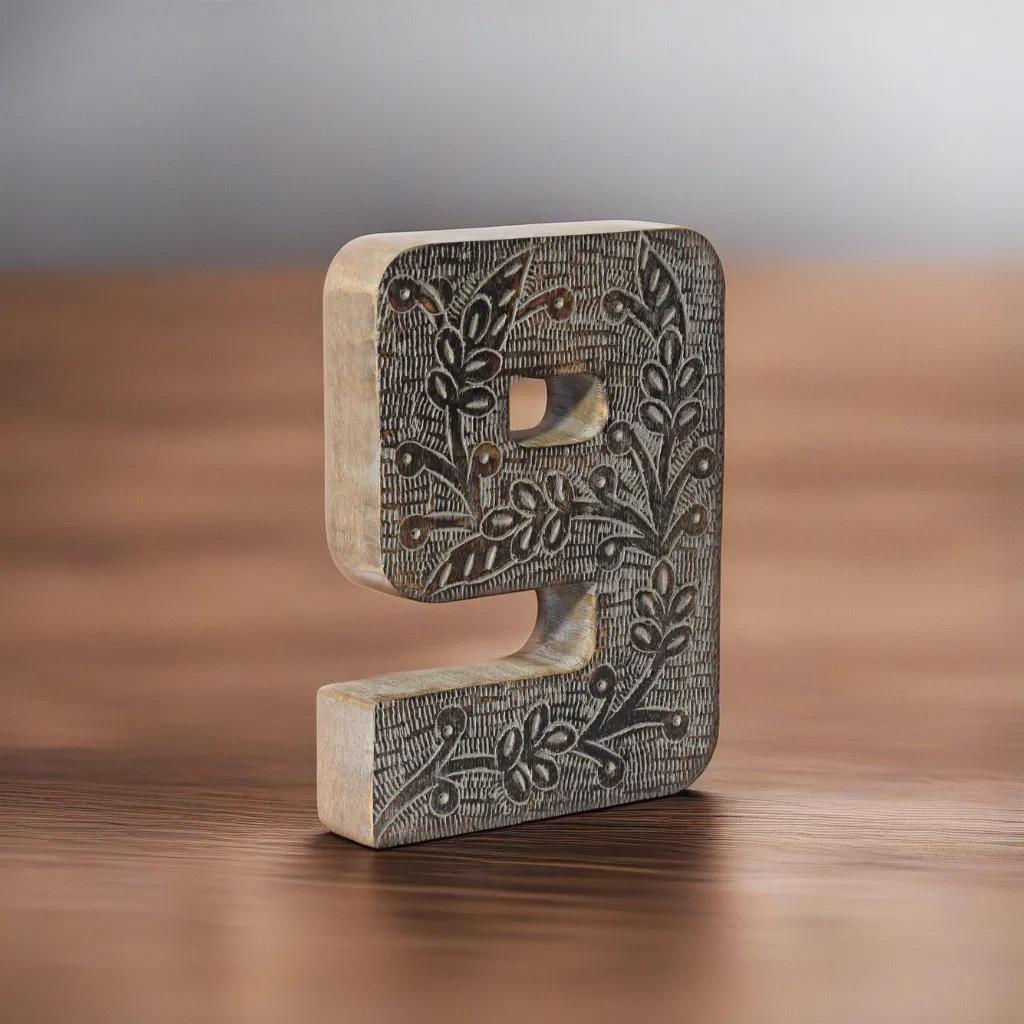 UBBBMH6239SC29HS Vintage Gray Handmade Eco-Friendly 9 Numeric Number for Wall Mount & Table Top Decor