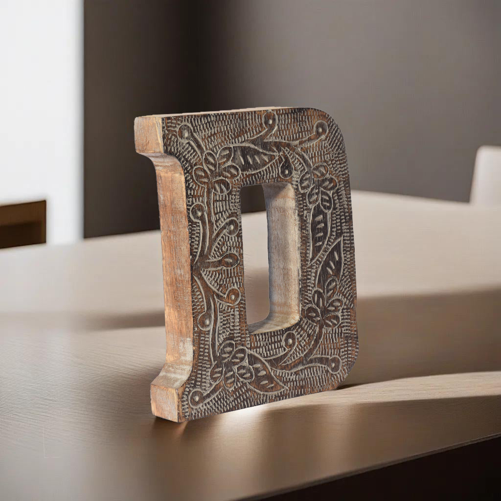 UBBBMH6239SC2DHS Vintage Gray Handmade Eco-Friendly D Alphabet Letter Block for Wall Mount & Table Top Decor