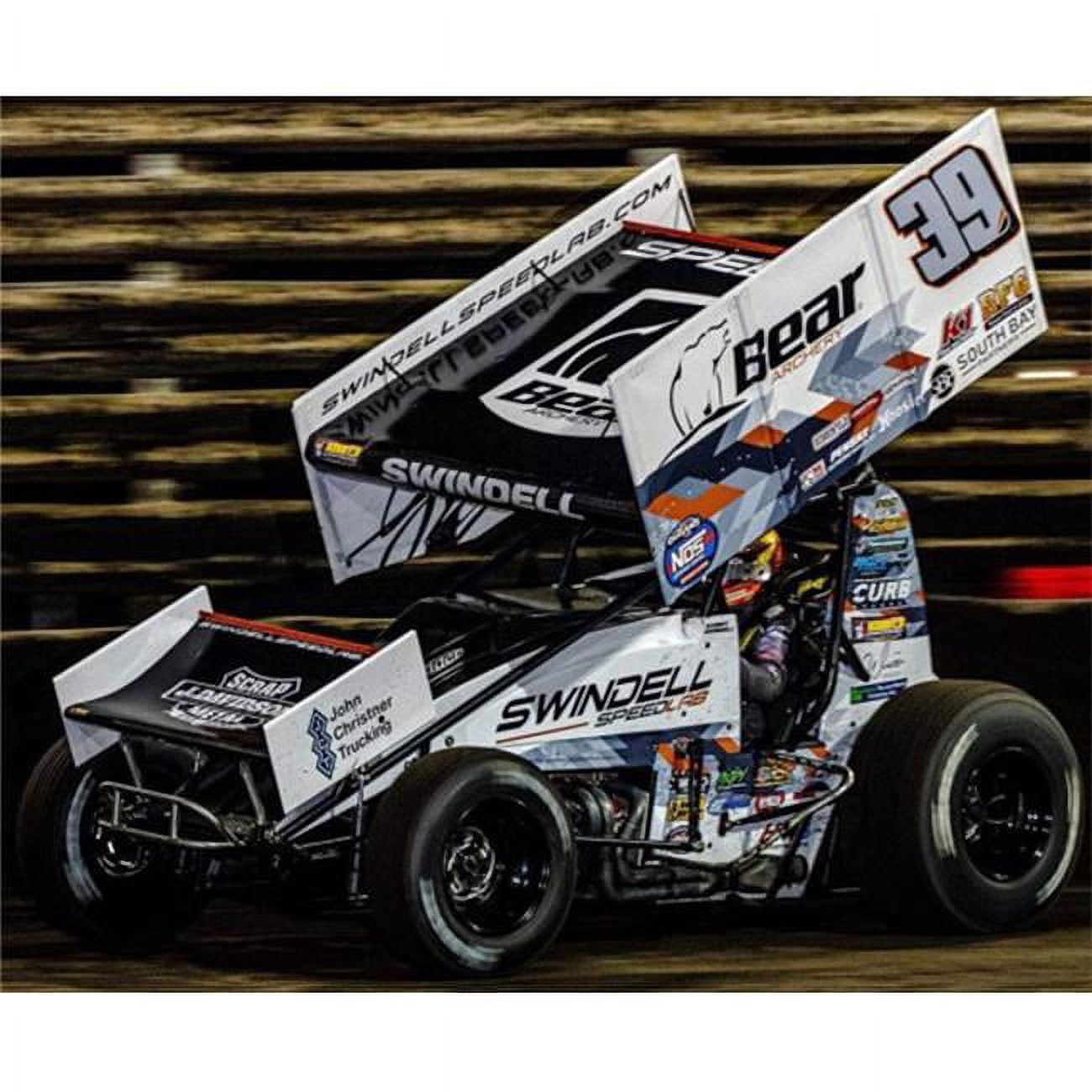 Picture of Acme ACMA1809512 1 by 18 2021 No. 39 Bear Archery & Swindell Speedlab - Sammy Swindell Winged Sprint Car Series&#44; White