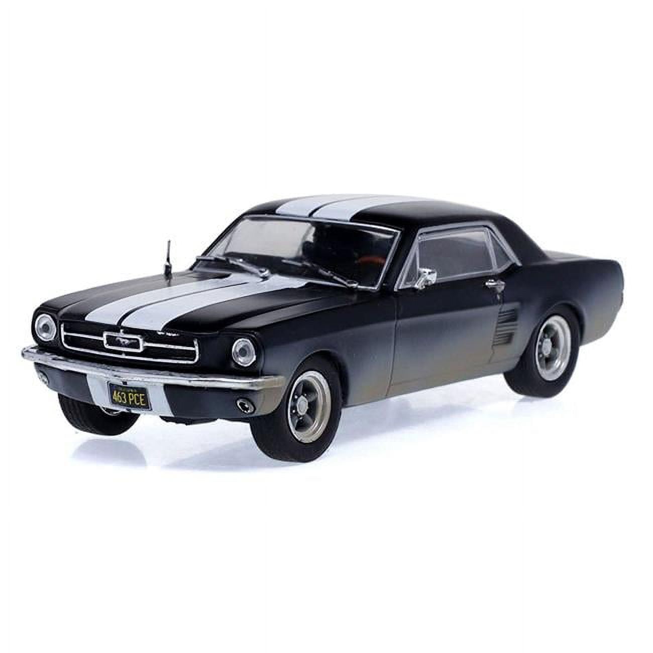 GRE86621 1 by 43 Adonis Creeds 1967 Ford Mustang Coupe Die-Cast Model Car, Matte Black & White Stripes -  GreenLight
