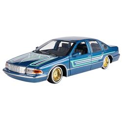 Picture of B2Breplicas MOT79022BL 1993 Chevrolet Caprice Lowrider Blue Metallic with Graphics Get Low Series 1-24 Scale Diecast Model Car
