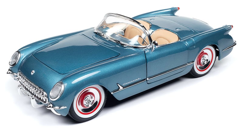 b2breplicas AME1341 American Muscle 1954 Chevrolet Corvette Convertible Diecast, Pennant Blue -  B2B Replicas