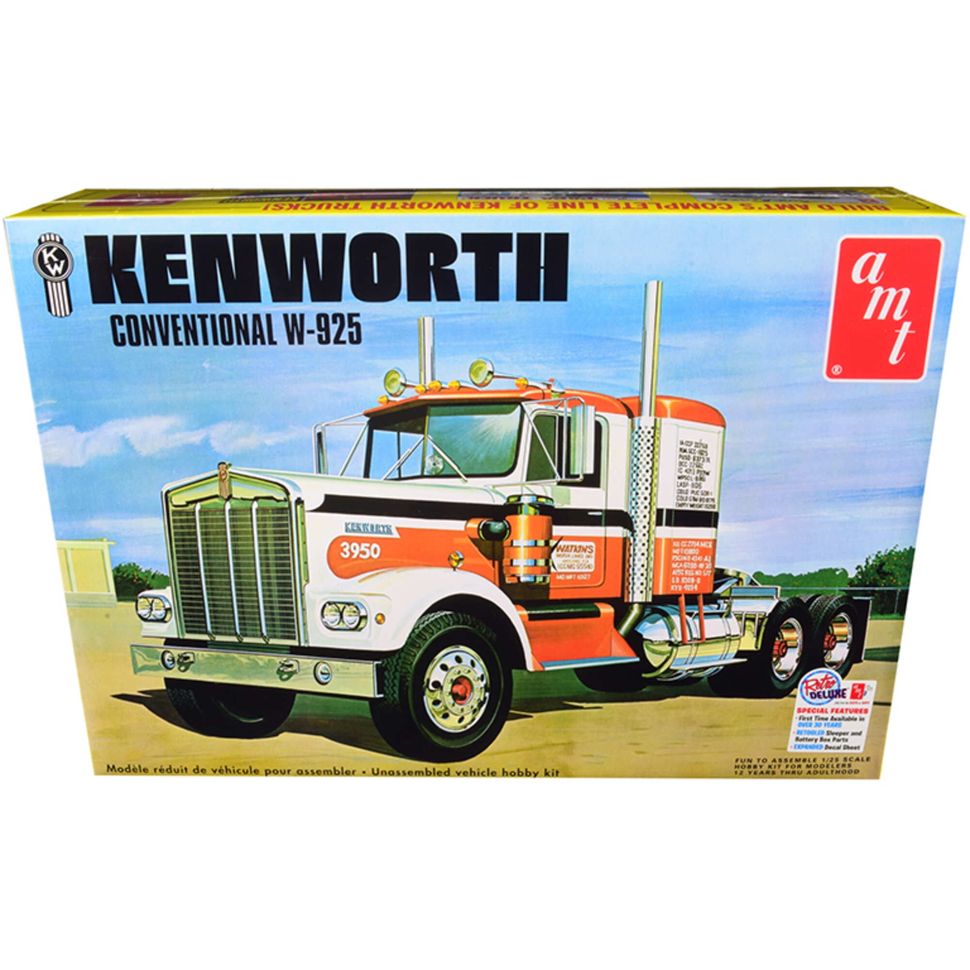 Picture of AMT AMT1021 Kenworth W-925 Conventional Plastic Tractor Toys&#44; 10 Years Above