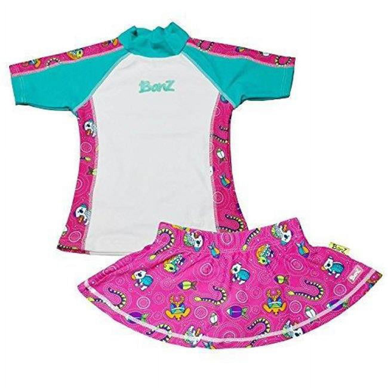 2015 Short Sleeve Rash Guard & Board Shorts Set - Coolgardie Pink - Size 4