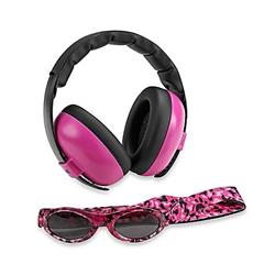 EMBCMG Adventure Baby Earmuff & Sunglasses Combo Set, Azalea