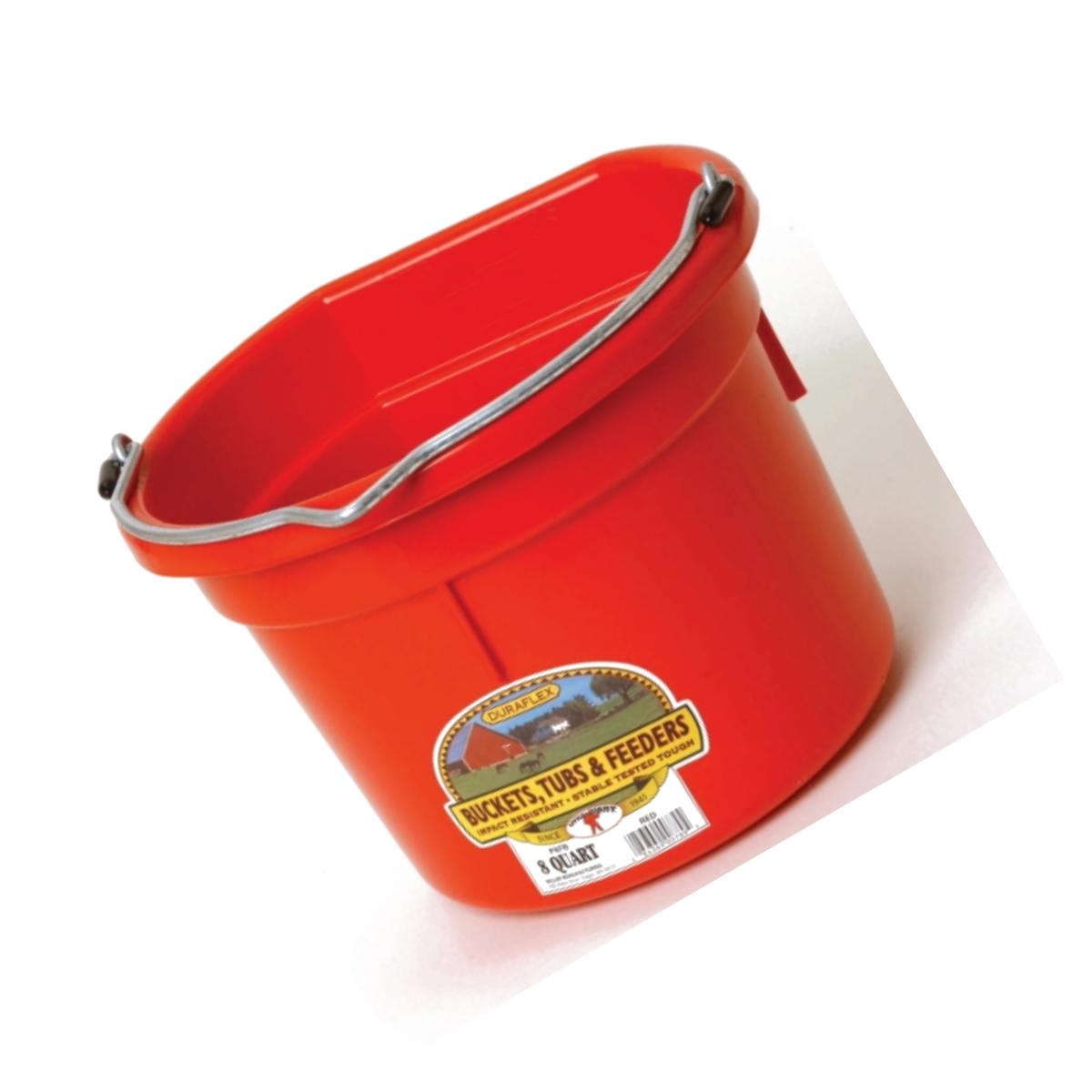 Picture of Miller Mfg Co Inc Flat Back Plastic Bucket- Red 8 Quart - P8FBREDA
