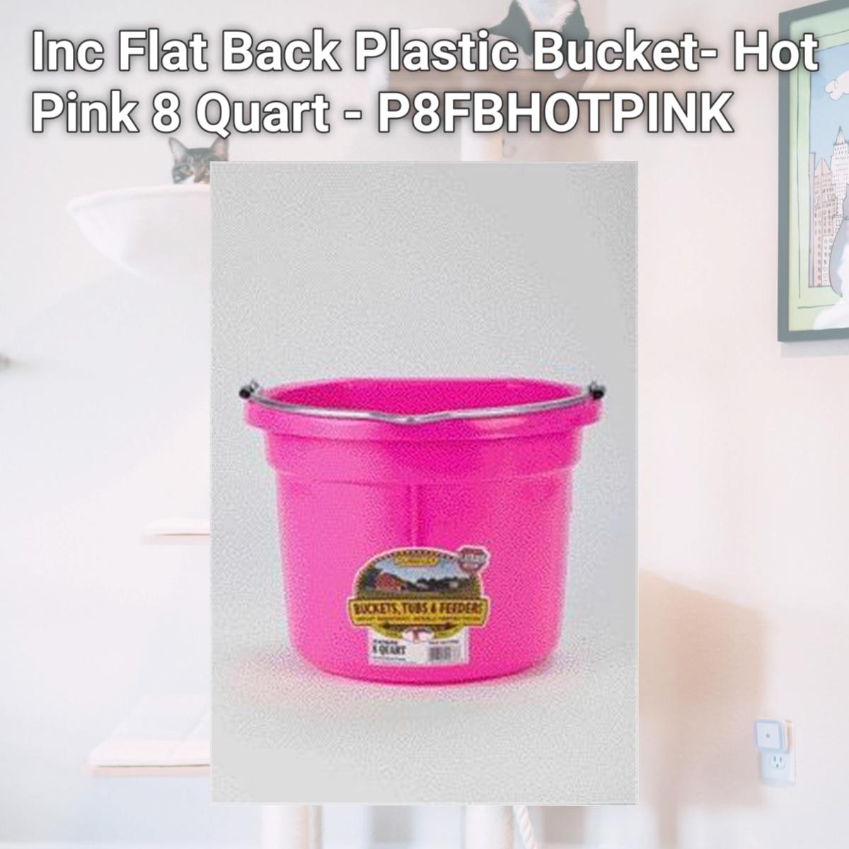Picture of Miller Mfg Co Inc Flat Back Plastic Bucket- Hot Pink 8 Quart - P8FBHOTPINK
