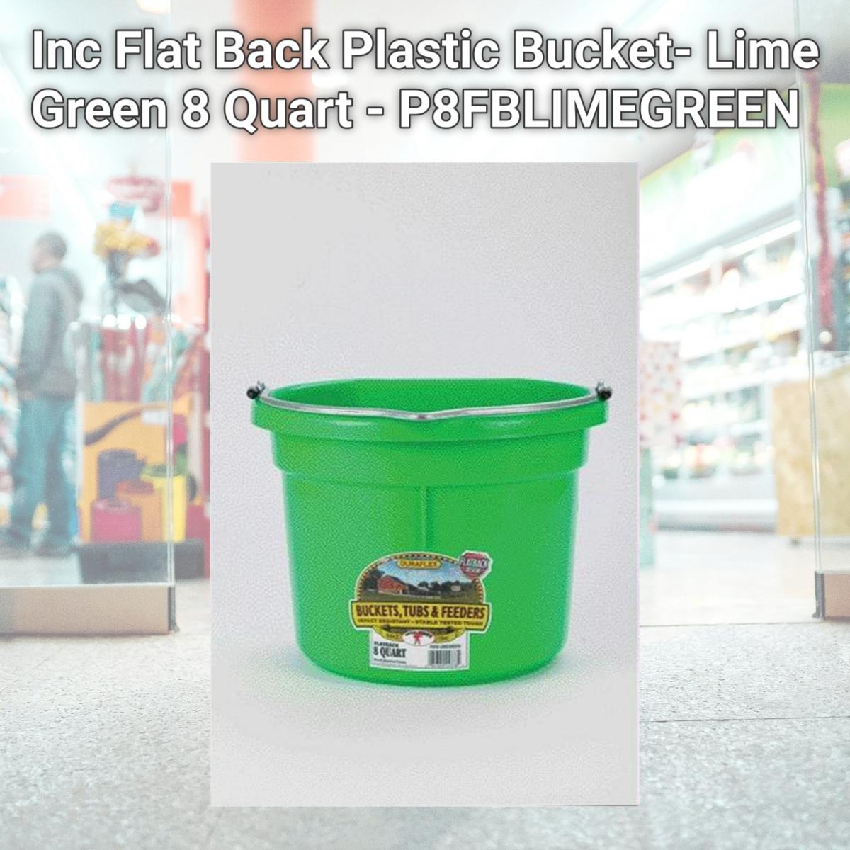 Picture of Miller Mfg Co Inc Flat Back Plastic Bucket- Lime Green 8 Quart - P8FBLIMEGREEN