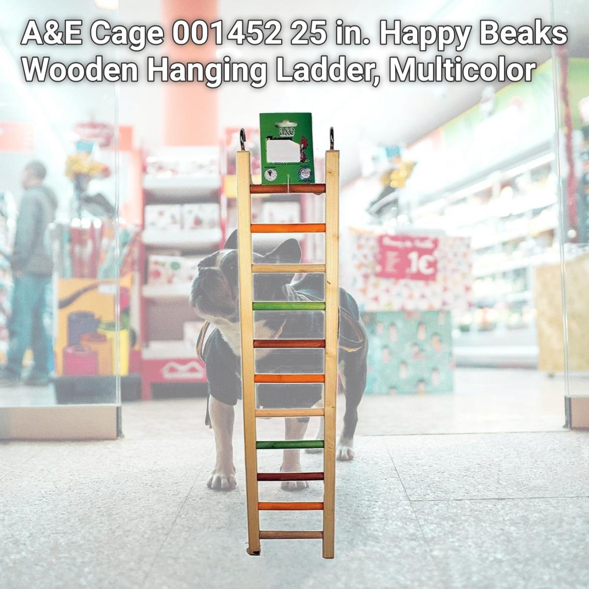 Picture of A&E Cage 001452 25 in. Happy Beaks Wooden Hanging Ladder, Multicolor