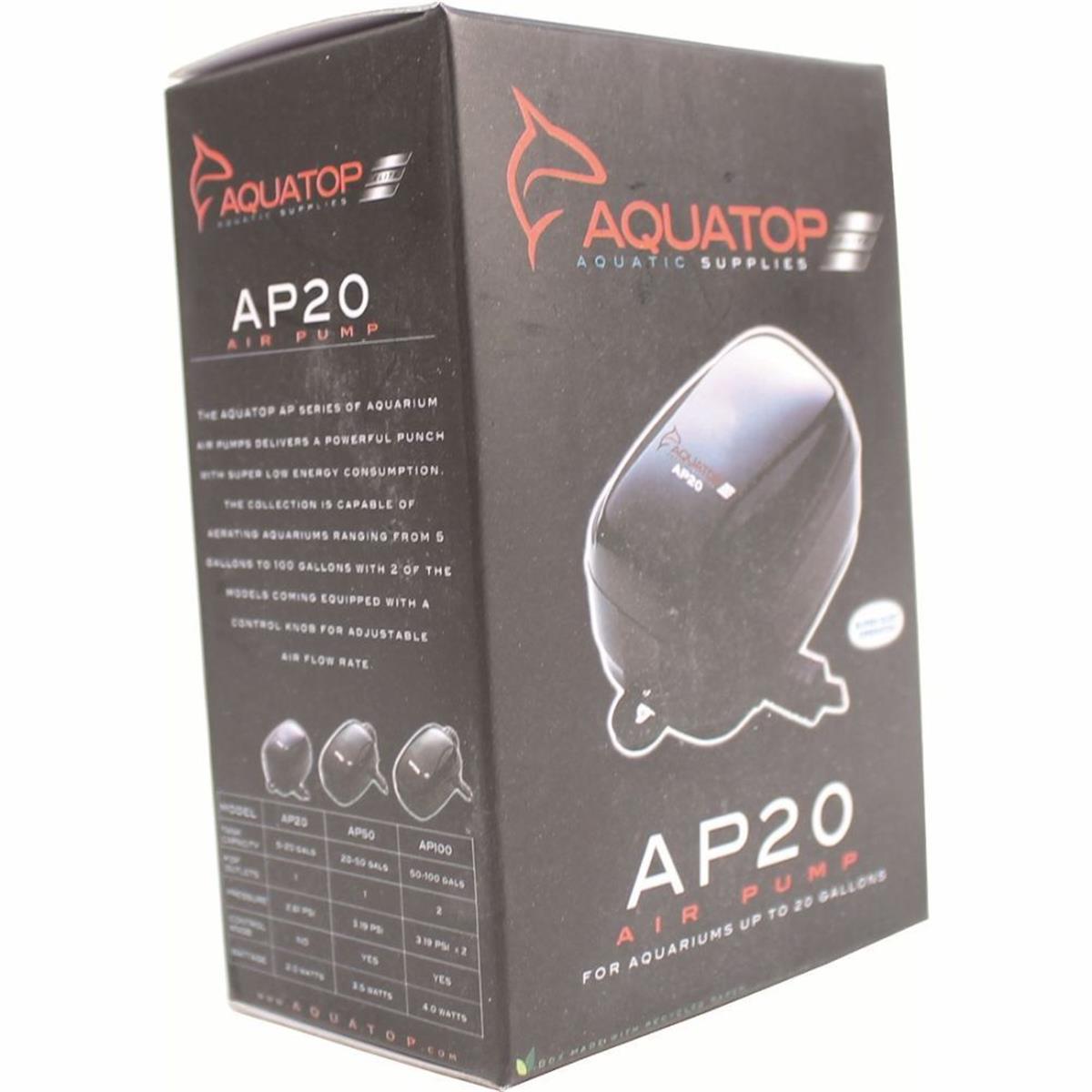 Picture of Aquatop Aquatic Supplies 003535 5-20 gal Single Outlet Aquarium Air Pump - Black