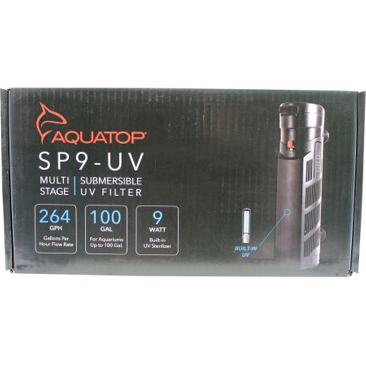 Picture of Aquatop Aquatic Supplies 003560 264 gph Multi Stage Submersible UV Filter - Black