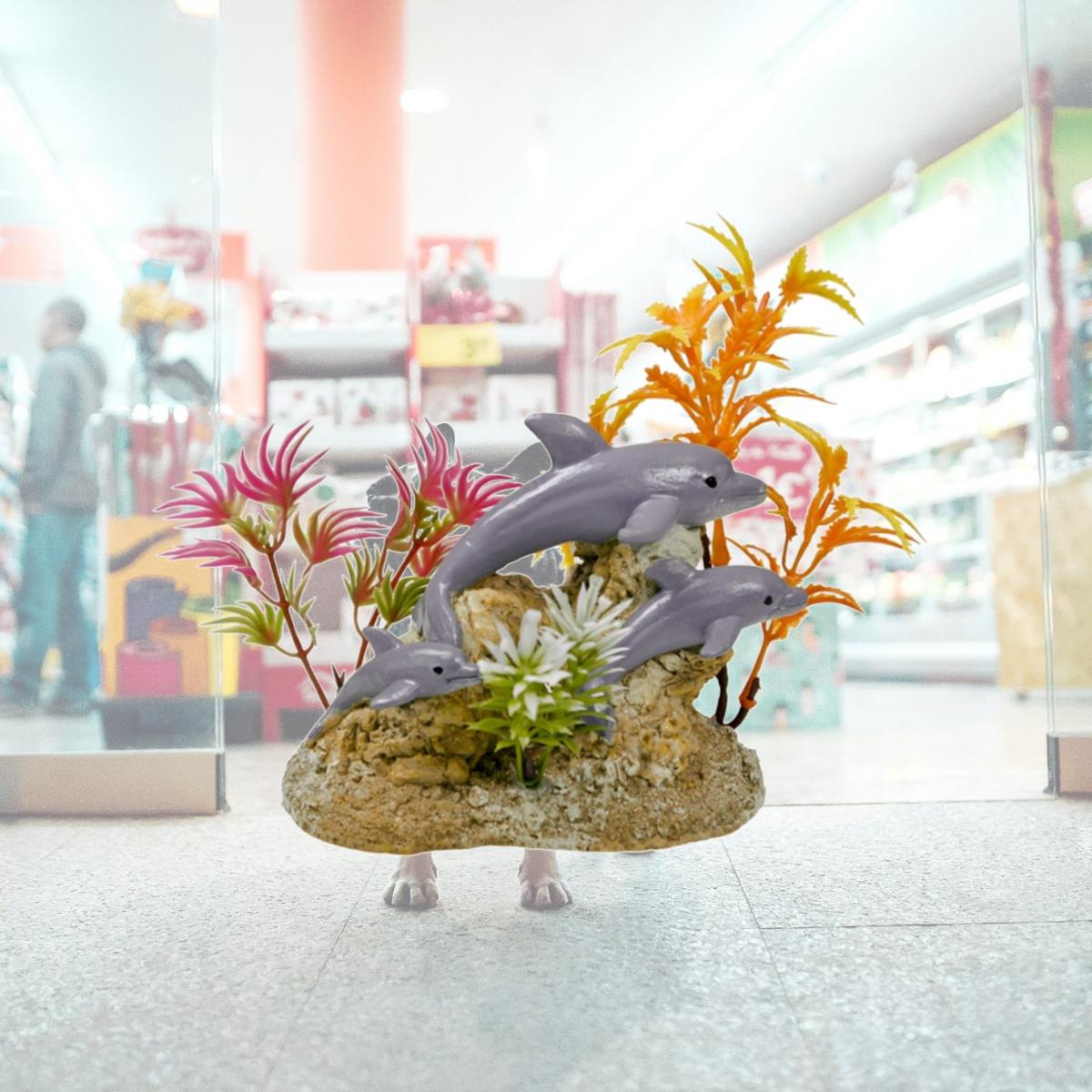 Picture of Blue Ribbon Pet Products 006249 Exotic Environments Aquatic Scene with Dolphins - Multi Color, Small