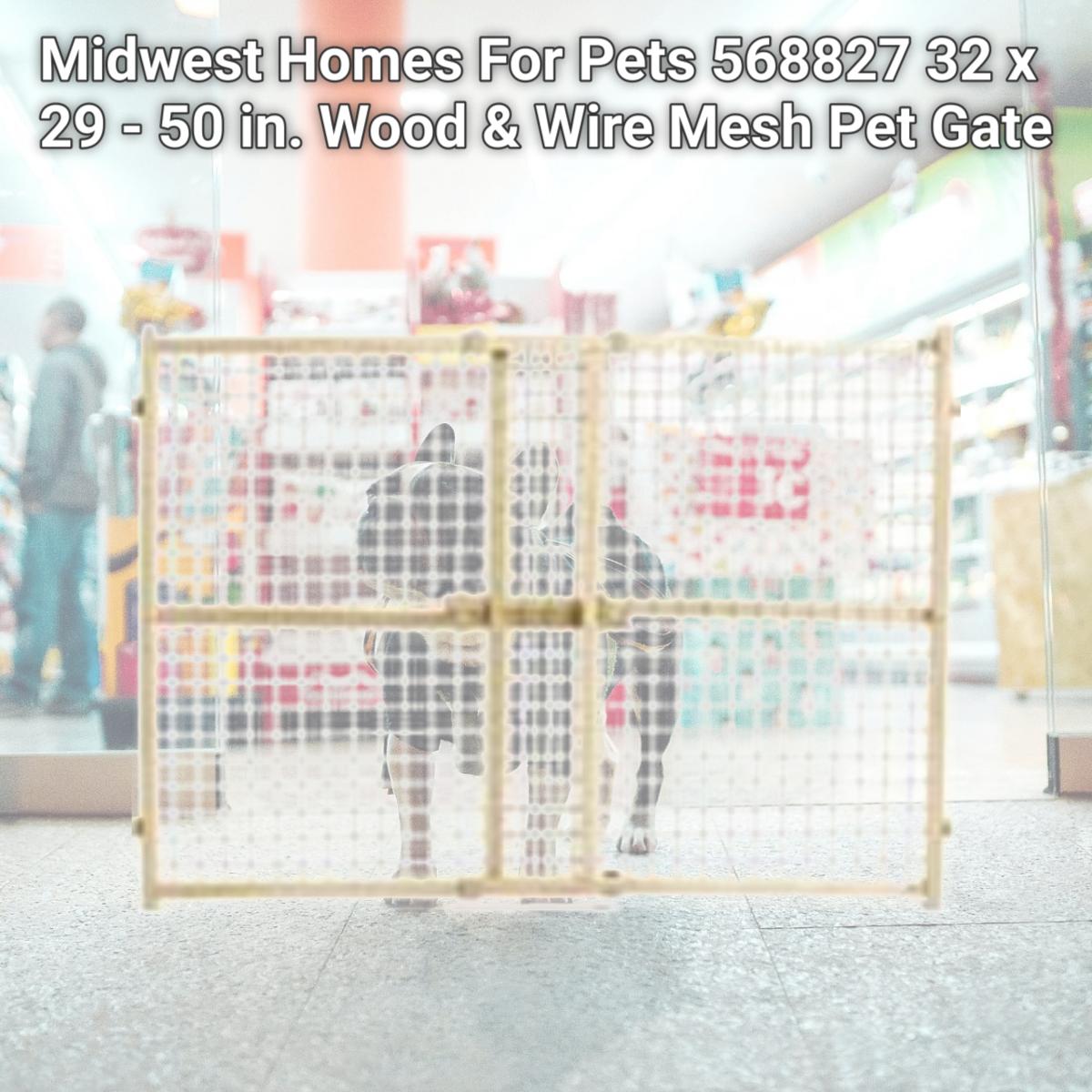 Picture of Midwest Homes For Pets 568827 32 x 29 - 50 in. Wood & Wire Mesh Pet Gate