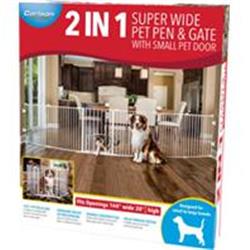 Picture of Carlson Pet Products 14008 28 x 144 in. 2 in 1 Super Wide Pen & Gate with Door Brackets&#44; White