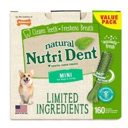 Picture of TFH Publications & Nylabone NTD440T160P Nutri Dent Limited Ingredients Dog Dental Chew - Natural&#44; Fresh Breath&#44; Mini - 160 Count