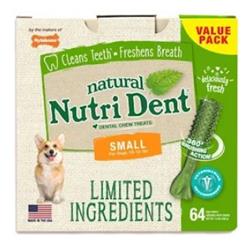 Picture of TFH Publications & Nylabone NTD441T64P Nutri Dent Limited Ingredients Dog Dental Chew - Natural&#44; Fresh Breath - Small&#44; 64 Count