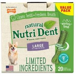 Picture of TFH Publications &amp; Nylabone NTD443T20P Nutri Dent Limited Ingredients Fresh Breath Dental Chews  Large 