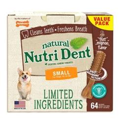 Picture of TFH Publications & Nylabone NTD661T64P Nutri Dent Limited Ingredients Dog Dental Chew - Natural&#44; Filet Mignon Flavor - Small&#44; 64 Count