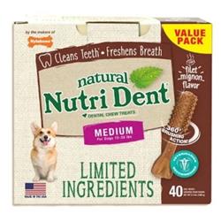 Picture of TFH Publications & Nylabone NTD662T40P Nutri Dent Limited Ingredients Dog Dental Chew - Natural&#44; Filet Mignon Flavor - Medium&#44; 40 Count