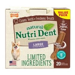 Picture of TFH Publications & Nylabone NTD663T20P Nutri Dent Limited Ingredients Dog Dental Chew - Natural&#44; Filet Mignon Flavor - Large&#44; 10 Count
