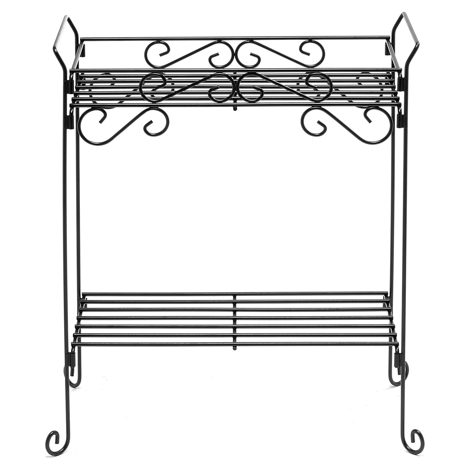 Rectangular 2 Tier Plant Stand - Black