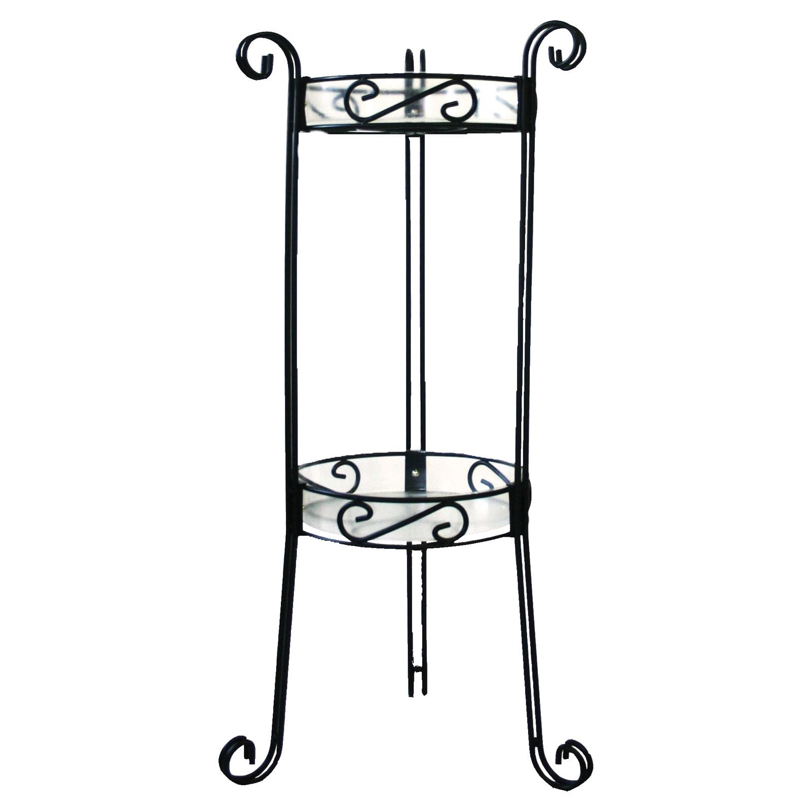 2 Tier Plant Stand with Trays - Black