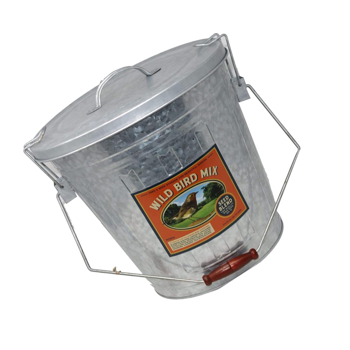 Picture of Audubon & Woodlink 25253 Rustic Farmhouse Seed Storage Bucket with Scoop - Galvanized