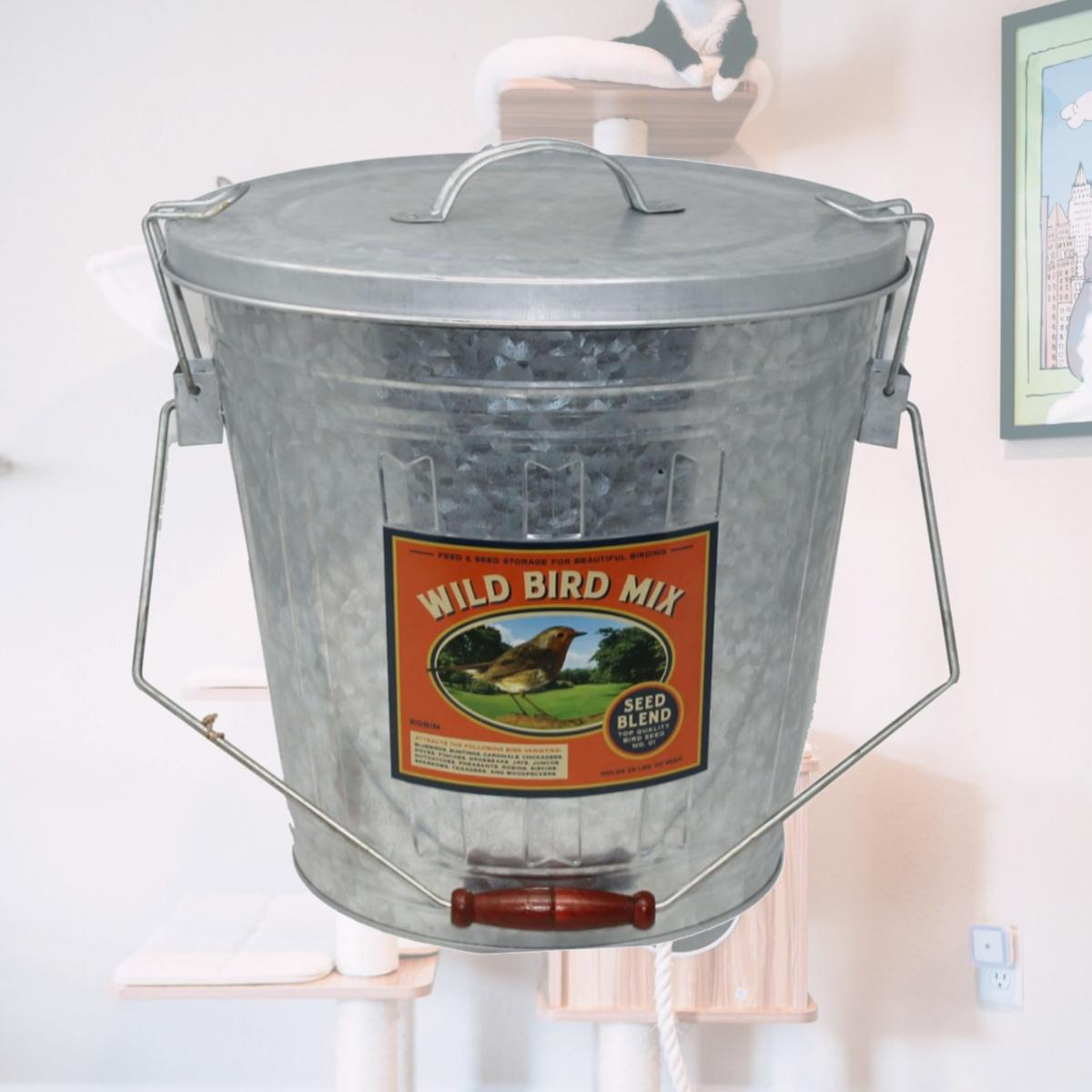 Picture of Audubon & Woodlink 25253 Rustic Farmhouse Seed Storage Bucket with Scoop - Galvanized